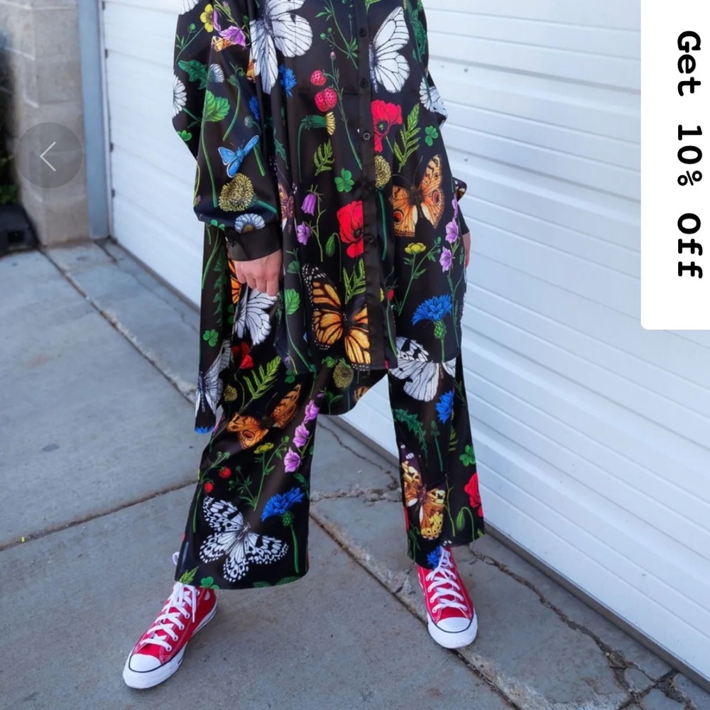 BOTTOMS ONLY Dressed in LALA Satin Playsuit in Folklore Florals size M